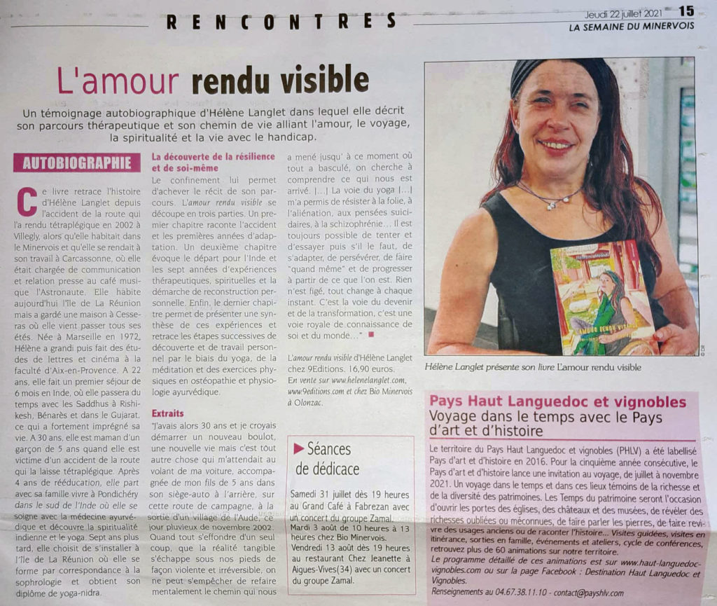 9 EDITIONS ARTICLE Hélène Langlet semaine du minercois