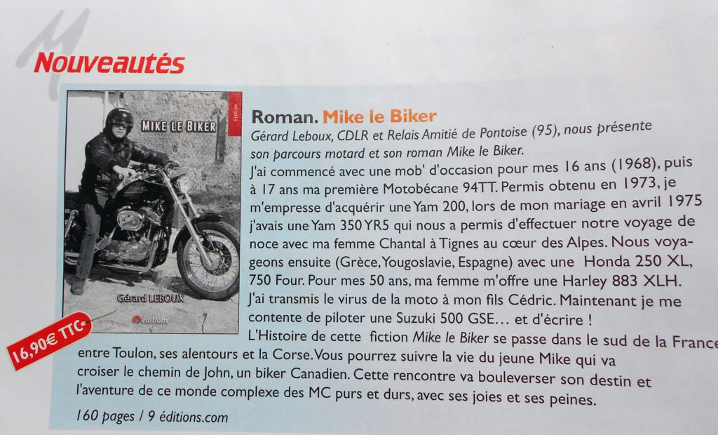 9 éditions article Mike le Biker de Gérard Leboux dans Le Journal des Motards