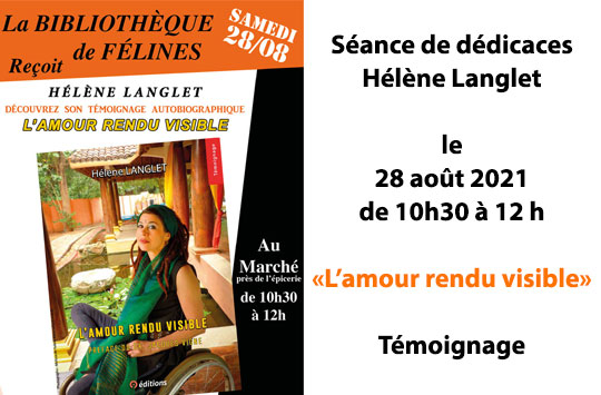 9 EDITIONS séances de dédicaces Hélène Langlet bibliothèque de Félines
